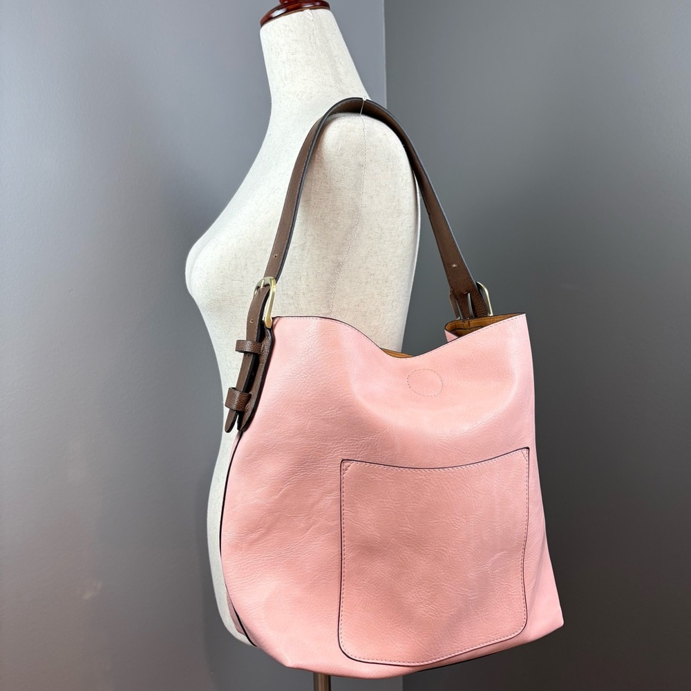 Joy Susan Hobo Bag in Rosewater Pink Soft Vegan Leather 2 in 1 Handbag Classic - Picture 3 of 16